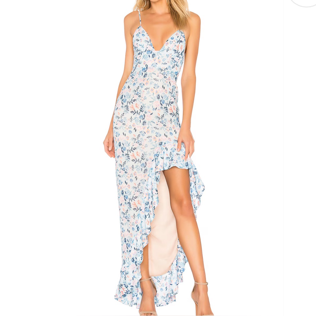 Lovers + Friends Blue And White Floral Maxi Dress